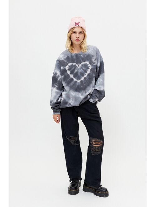 Urban Renewal Recycled Heart Tie-Dye Crew Neck Sweatshirt