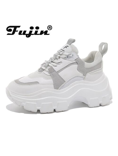 VIP Link For dropshipping Fujin Chunky Sneakers Women Spring Thick Bottom Daddy Shoes Round Toe Breathing Leisure Women Shoes