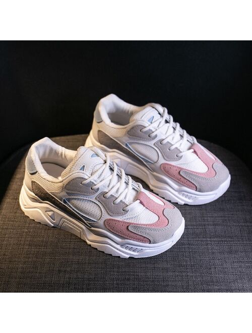 spring Sneakers Women Thick Bottom Daddy Shoe Thick Bottom Round Toe Breathing Leisure Female Vulcanize Shoes s267