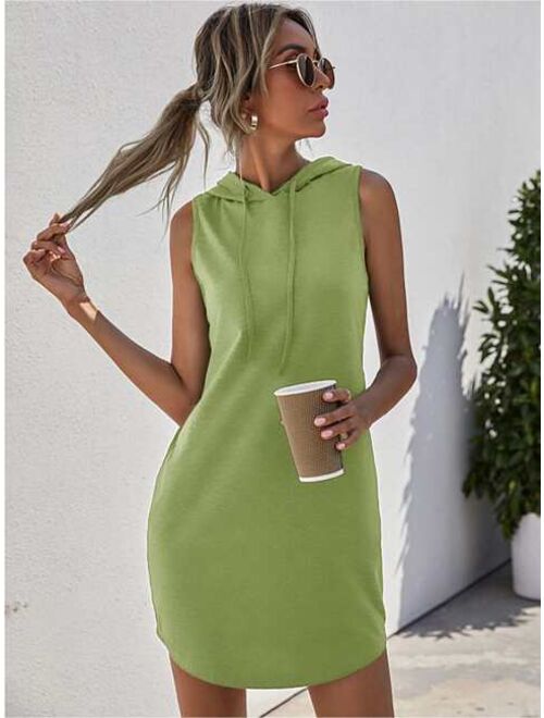 Shein Drawstring Sleeveless Hooded Dress