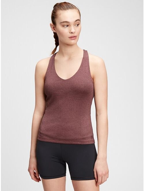 GapFit Brushed Tech Jersey Ribbed Racerback Shelf Tank Top