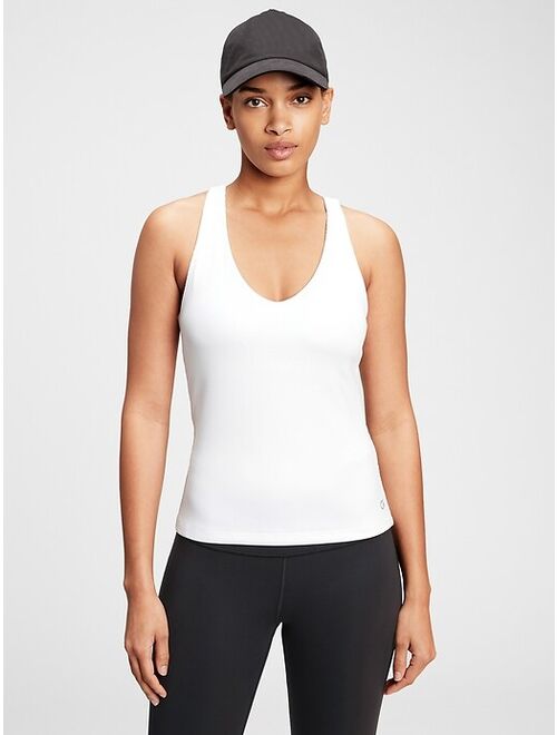 GapFit Brushed Tech Jersey Ribbed Racerback Shelf Tank Top