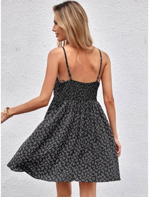 ditsy floral shirred back cami dress