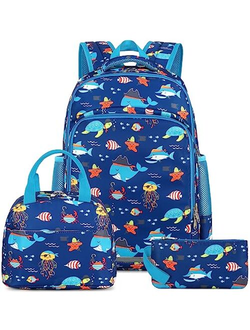 BTOOP Girls Backpack Kids Boys Elementary Bookbag Girly School Bag with Insulated Lunch Tote and Pencil Pouch