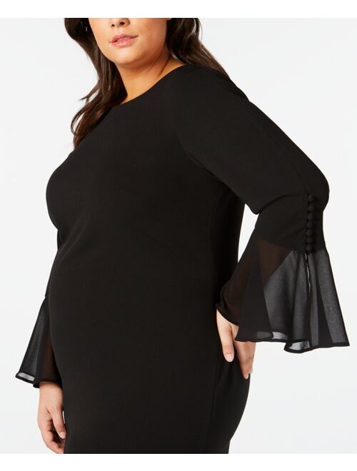 Calvin Klein Plus Size Illusion Bell-Sleeve Dress