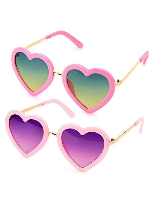 mibasies Kids Heart Shaped Sunglasses for Toddler Girls Age 3-10, UV 400 Protection