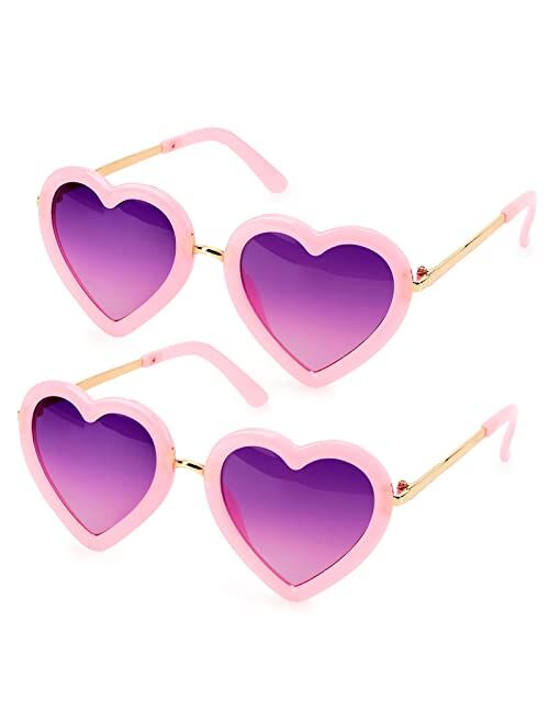 mibasies Kids Heart Shaped Sunglasses for Toddler Girls Age 3-10, UV 400 Protection