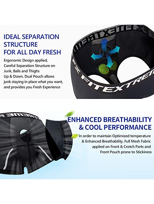 FITEXTREME 3 to 5 Pack Men's Separate Dual Pouch Breathable Performance Boxer Briefs