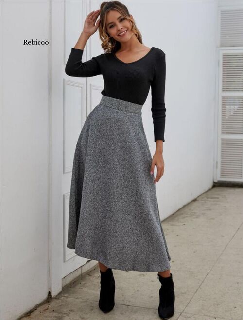 Brand Woman Skirt 2021 New Autumn Winter Skirts Women Plus Size Clothes Tall Waist Korean Style Long Clothing Thickening