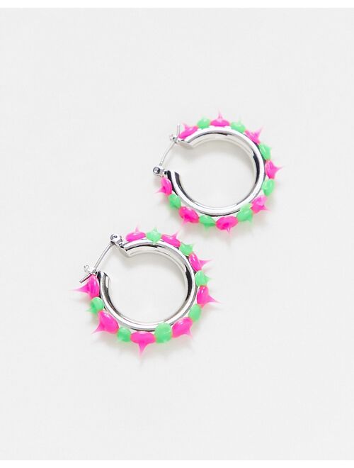 Asos Design hoop earrings in rubber spike design