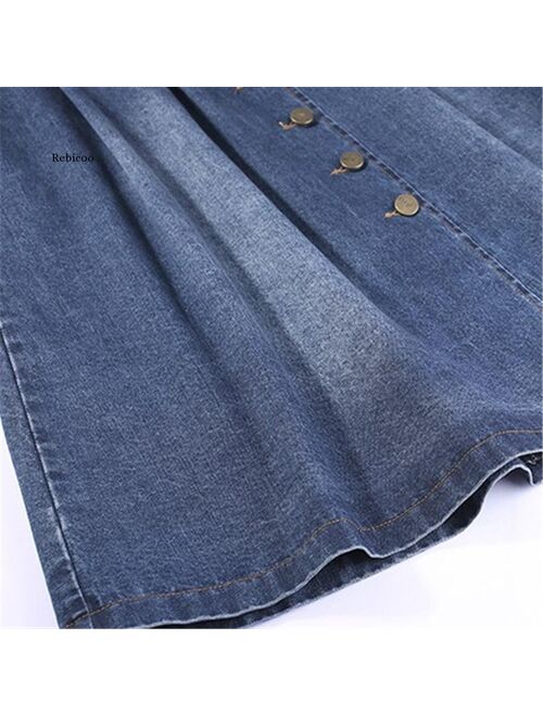 Summer Denim Skirt Casual Slim Skirt High Waist Single Breasted Midi Shirt Plus Size Jean Skirt 4Xl Elegant A-Line Skirt