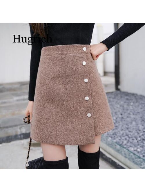 Winter Skirt Women Skort 2020 New Arrivals Khaki Black High Waist A Line Cashmere Korean Style Women Mini Hot Sale