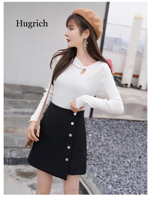 Winter Skirt Women Skort 2020 New Arrivals Khaki Black High Waist A Line Cashmere Korean Style Women Mini Hot Sale