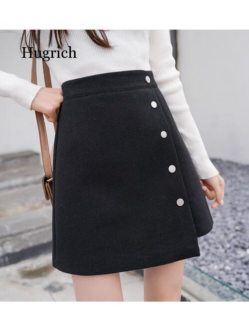 Winter Skirt Women Skort 2020 New Arrivals Khaki Black High Waist A Line Cashmere Korean Style Women Mini Hot Sale