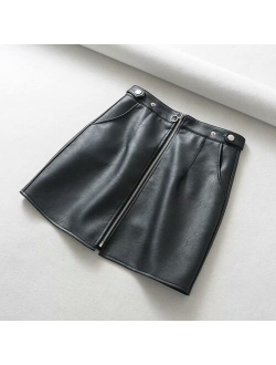 2020 Early Spring European and American Style Women's New Wholesale High Waist Pocket Zipper Pu Leather Skirt High Quality