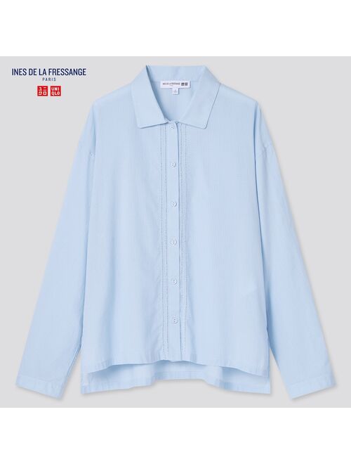 Uniqlo WOMEN SHEER COTTON CHECKED LONG-SLEEVE SHIRT (INES DE LA FRESSANGE)