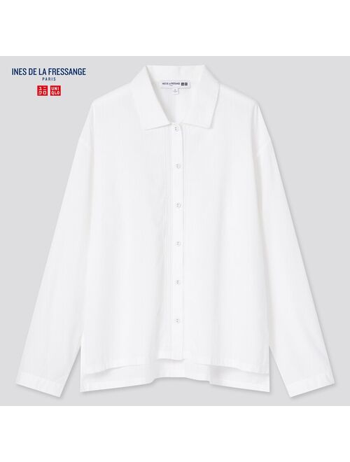 Uniqlo WOMEN SHEER COTTON CHECKED LONG-SLEEVE SHIRT (INES DE LA FRESSANGE)