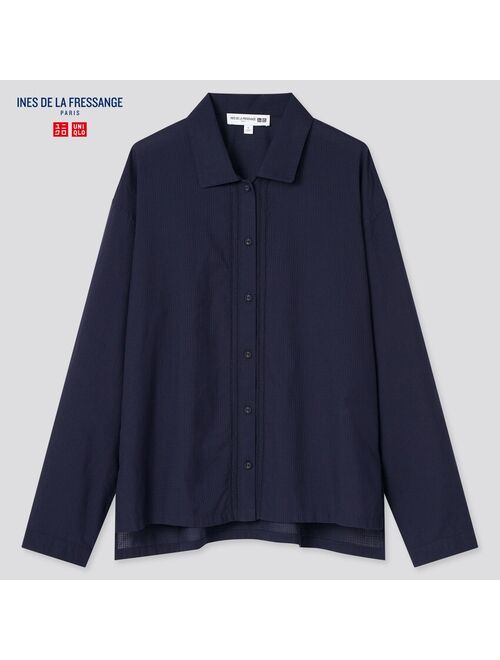 Uniqlo WOMEN SHEER COTTON CHECKED LONG-SLEEVE SHIRT (INES DE LA FRESSANGE)