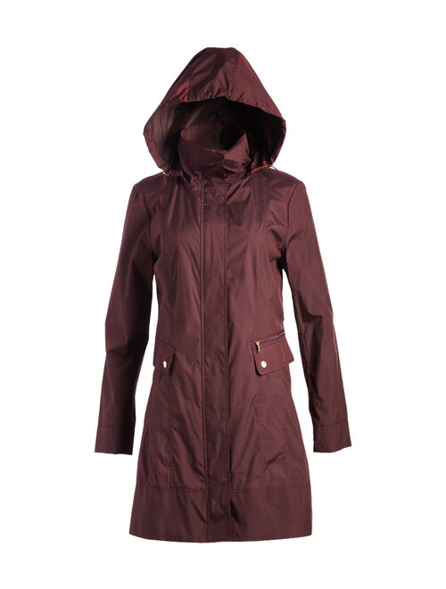 Cole Haan Eggplant Packable Hooded Raincoat - Women & Plus