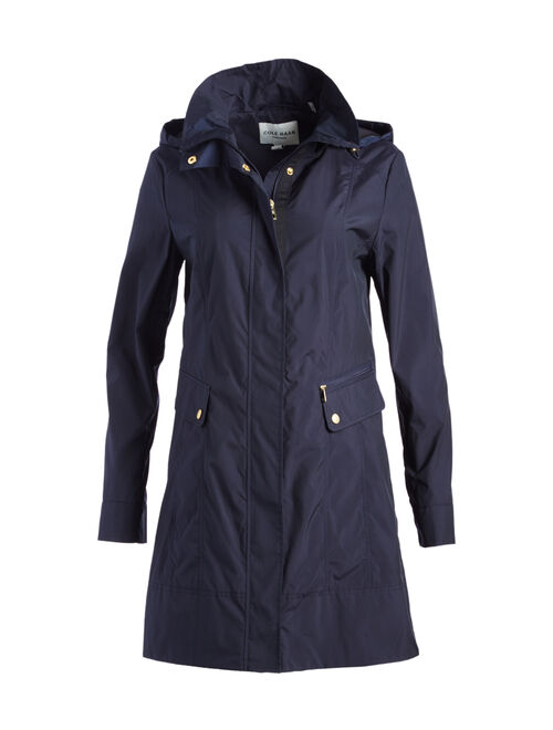 Cole Haan Indigo Packable Hooded Raincoat - Women & Plus