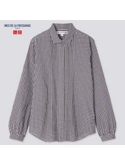 WOMEN COTTON LAWN CHECKED LONG-SLEEVE SHIRT (INES DE LA FRESSANGE)