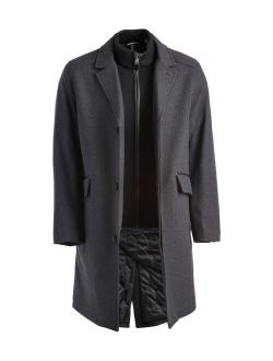 Charcoal Long Wool-Blend Convertible Jacket - Men