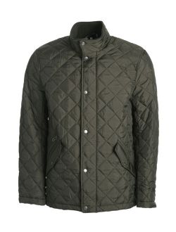 Olive Quilted Button-Up Jacket - Men