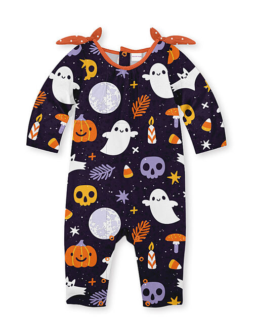 Buy Penelope Plumm Dark Navy Ghost Pumpkin Knot-Shoulder Playsuit ...