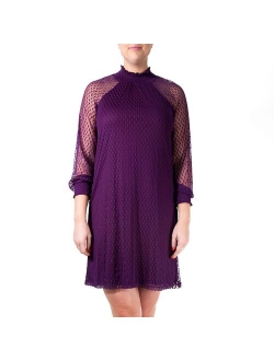 Women's Nina Leonard Lace Mockneck Trapeze Dress