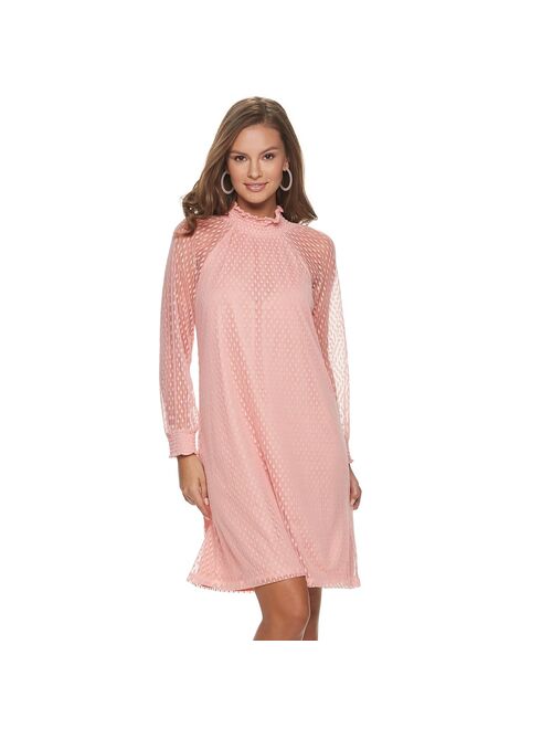 Women's Nina Leonard Lace Mockneck Trapeze Dress