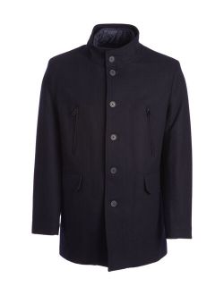 Navy Wool-Blend Button-Up Jacket - Men