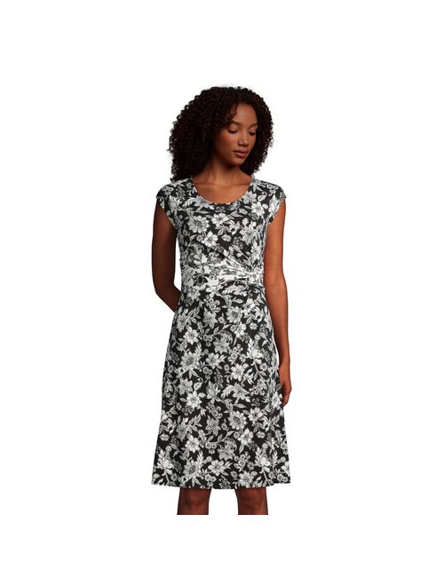 Women's Lands' End Twist-Front Fit & Flare Dress