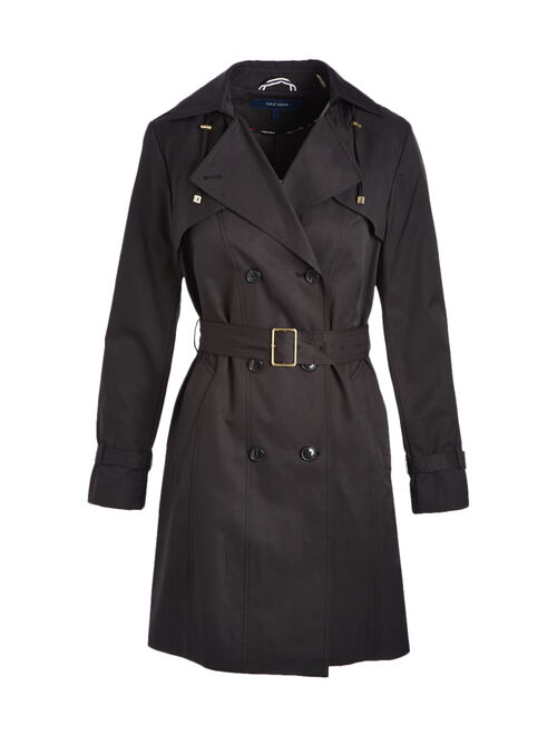 Cole Haan Black Double-Breasted Hooded Trench Coat - Women