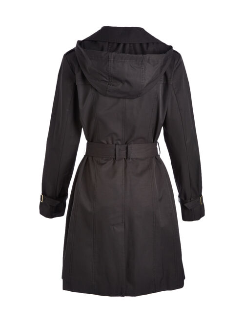 Cole Haan Black Double-Breasted Hooded Trench Coat - Women