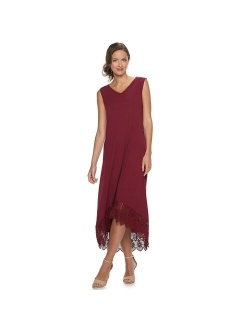 Women's Nina Leonard Crochet-Hem Midi Dress