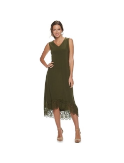 Women's Nina Leonard Crochet-Hem Midi Dress