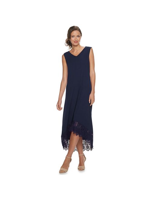 Women's Nina Leonard Crochet-Hem Midi Dress