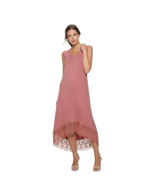 Women's Nina Leonard Crochet-Hem Midi Dress