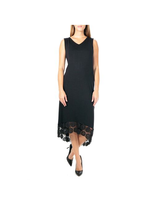 Women's Nina Leonard Crochet-Hem Midi Dress