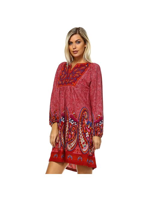 Women's White Mark Smocked Paisley Sweaterdress