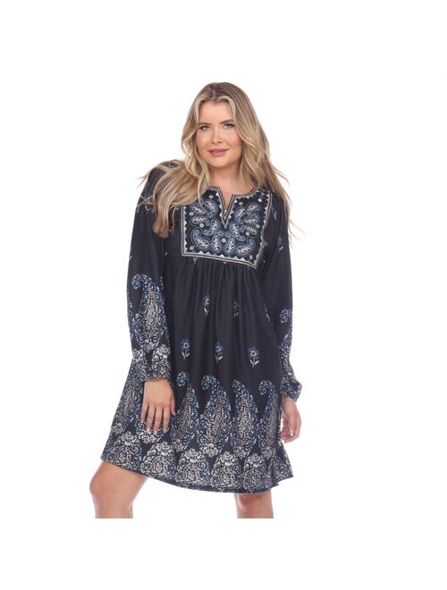 Women's White Mark Smocked Paisley Sweaterdress