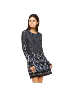 Paisley Embroidered Sweaterdress