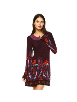 Paisley Embroidered Sweaterdress