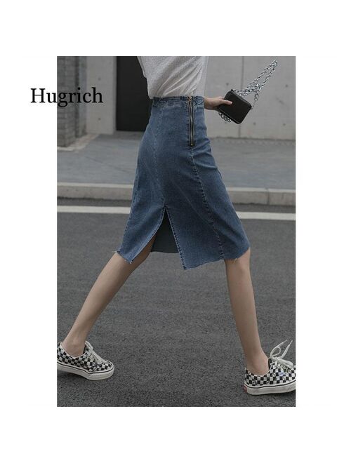 Side Zipper Denim Skirt Women's Summer 2021 New High Waist Back Split and Versatile Skirt