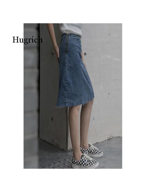 Side Zipper Denim Skirt Women's Summer 2021 New High Waist Back Split and Versatile Skirt