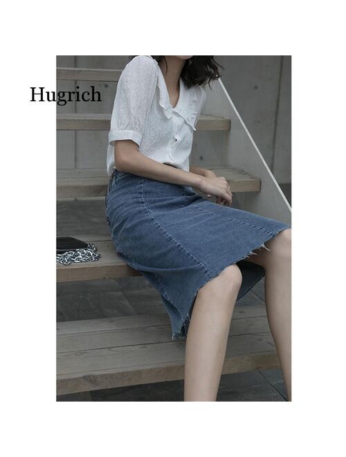 Side Zipper Denim Skirt Women's Summer 2021 New High Waist Back Split and Versatile Skirt