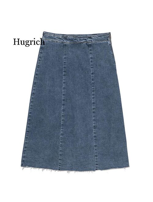 Side Zipper Denim Skirt Women's Summer 2021 New High Waist Back Split and Versatile Skirt