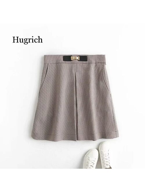 Women England Style Vintage Plaid High Waist Faldas Mujer Moda 2021 Causal Sexy Spring Summer Skirts