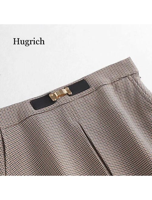 Women England Style Vintage Plaid High Waist Faldas Mujer Moda 2021 Causal Sexy Spring Summer Skirts