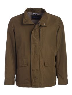 | Olive Flap-Pocket Zip-Up Raincoat - Men